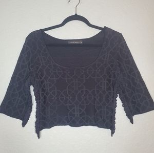 CECILIA PRADO ANTHROPOLOGIE Black Fringe Crop Top